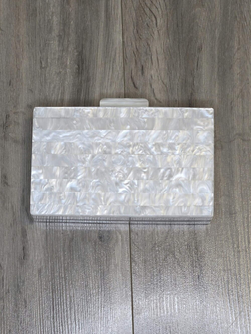 Urban Expressions Pearlescent White Shell-Effect Acrylic Clutch